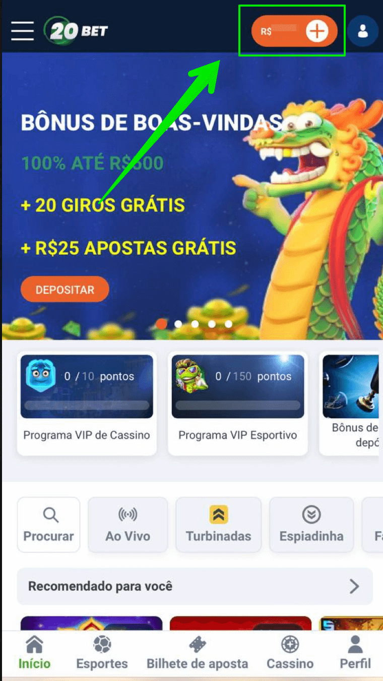 Acesse a seção de pagamentos