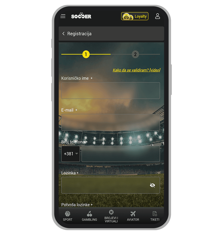 Soccer Bet unos podataka