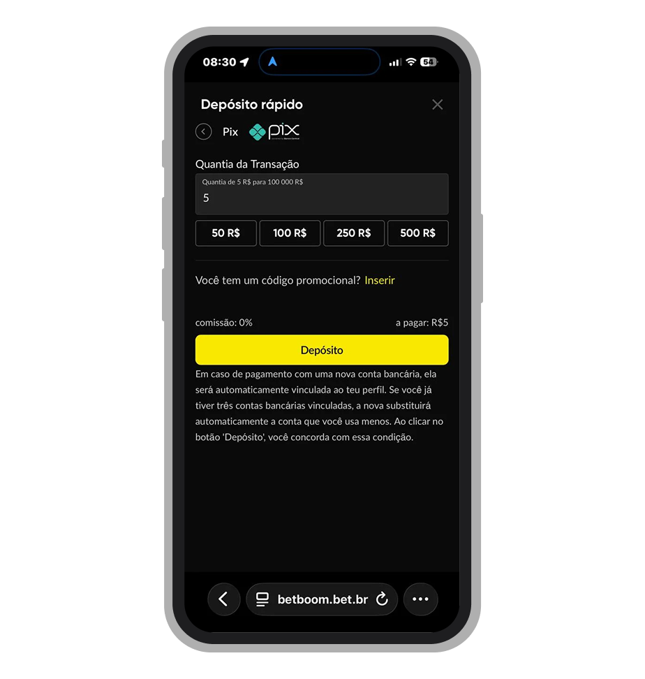 Depósito mo site da BetBoom