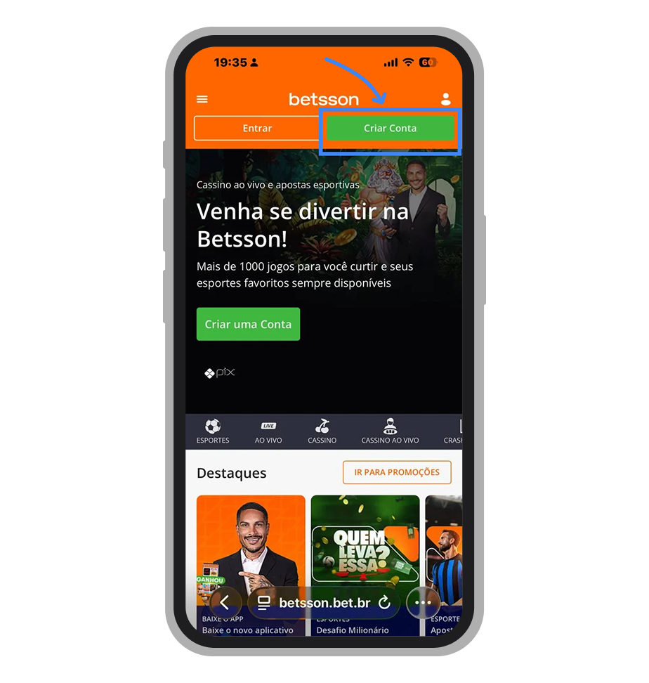 Toque no botão verde de registro