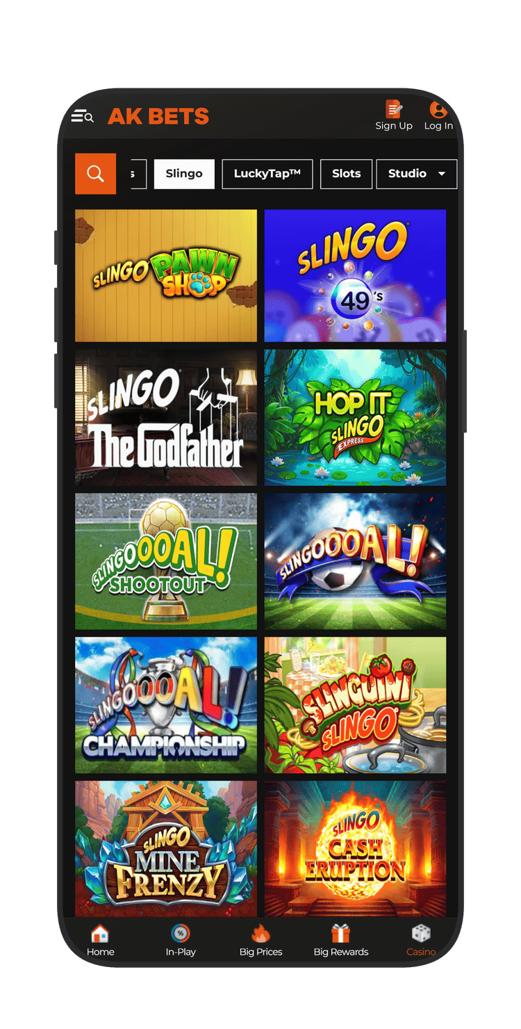 Slingo section at AK Bets Casino