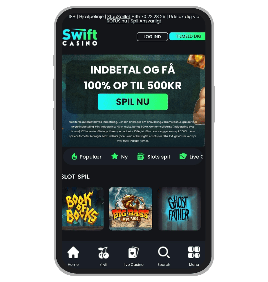 Swift Casino hjemmeside