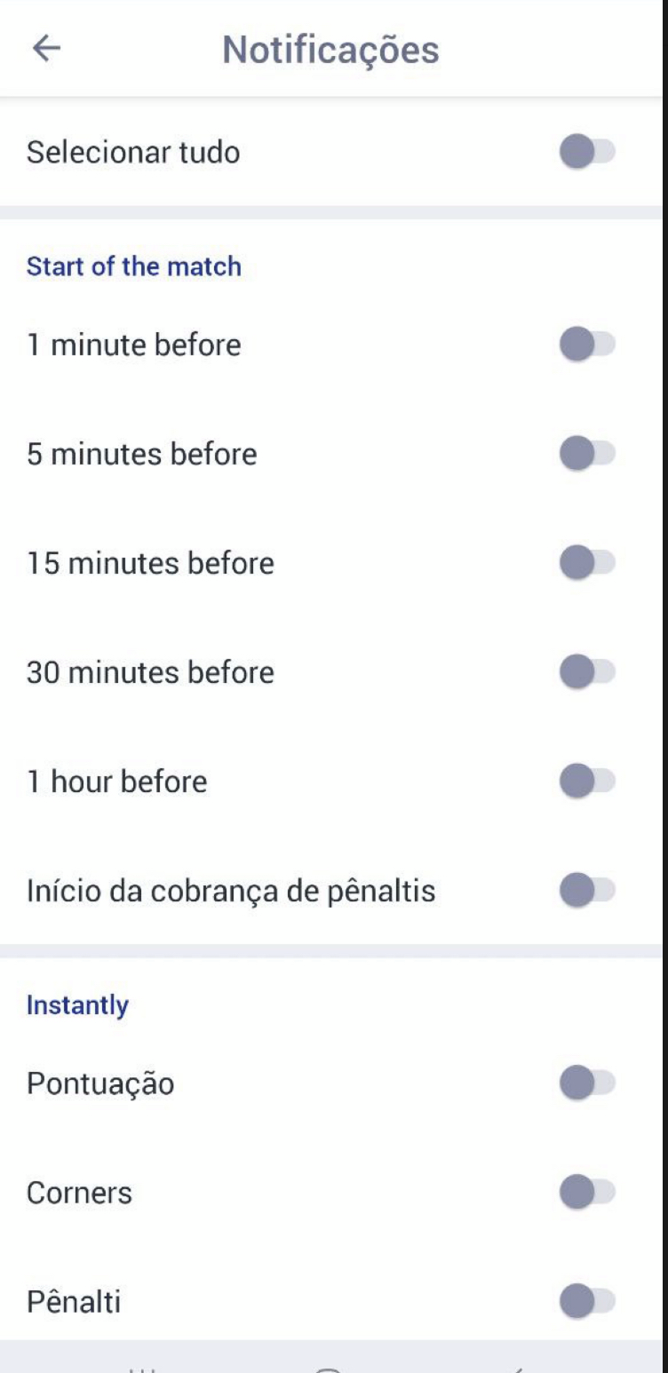 Notificações disponíveis