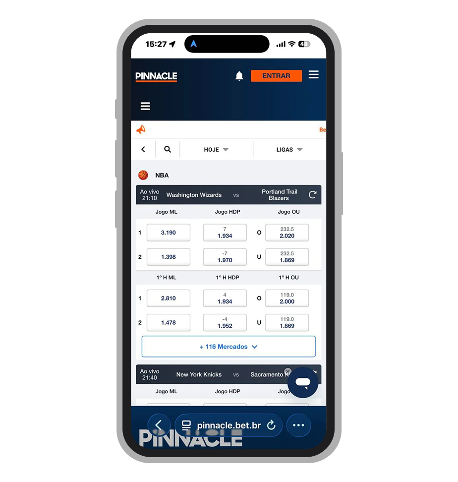 Pinnacle oferece umas das odds mais altas do mercado para apostar em NBA