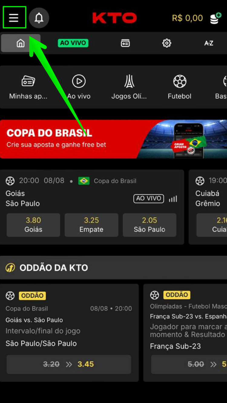 No site mobile acesse o menu lateral