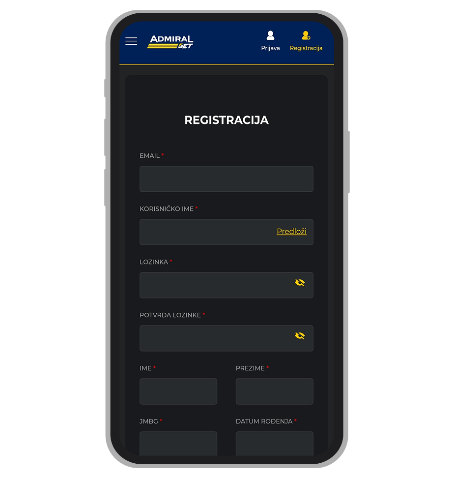 AdmiralBet registracija