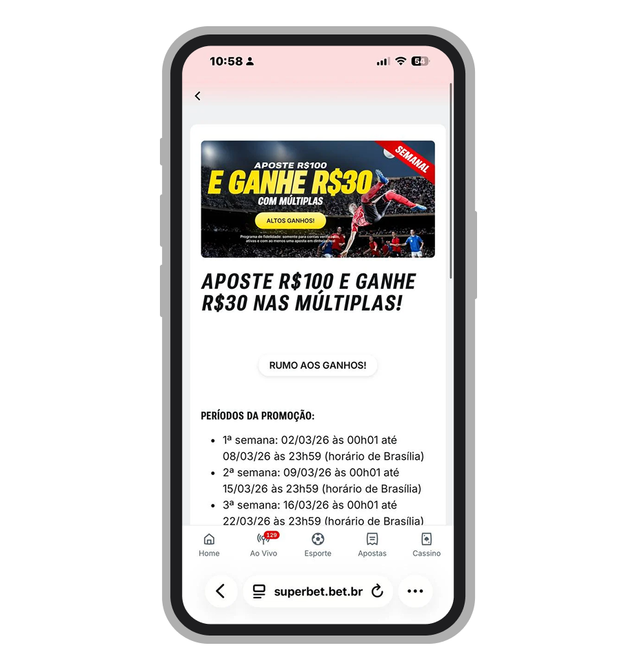 Superbet oferece aos seus clientes R$ 30 em freebet 