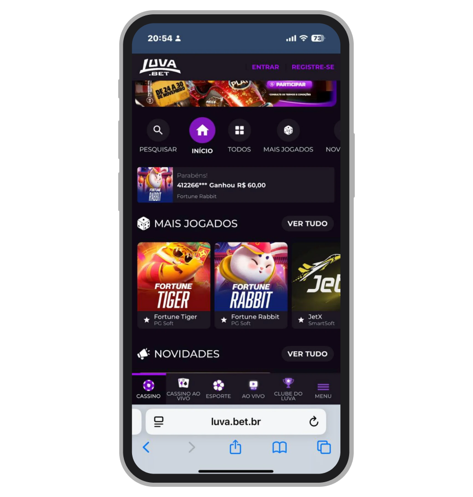 Caça-níqueis no site mobile da Luva.bet