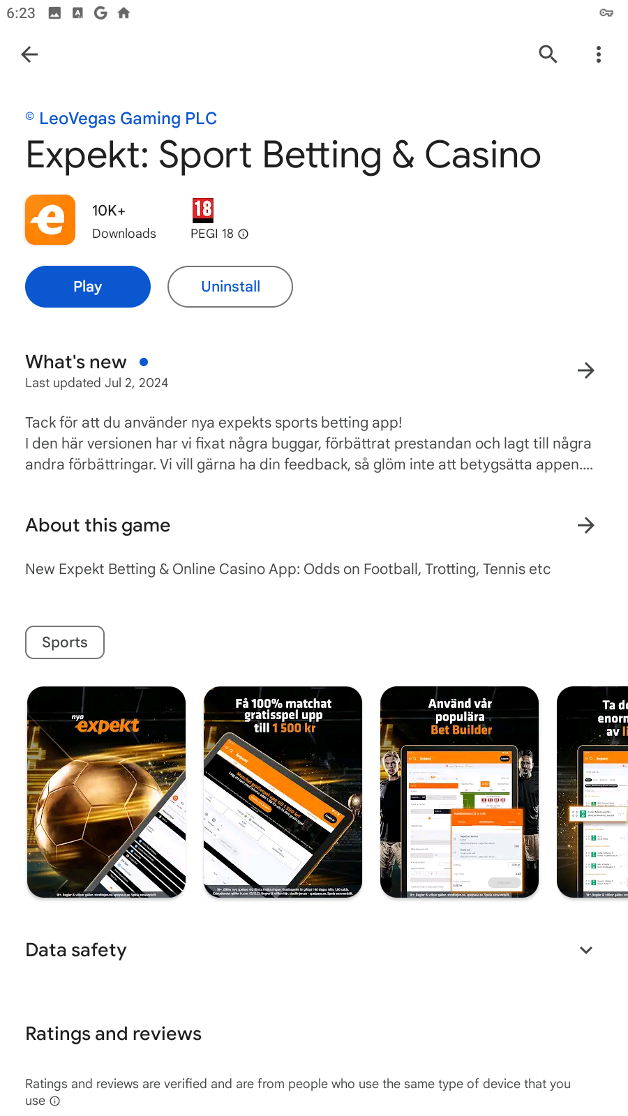 Expekt på Play Store