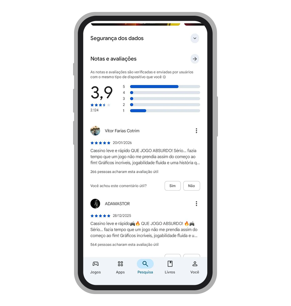 Avaliações da BetBoom na Google Play 