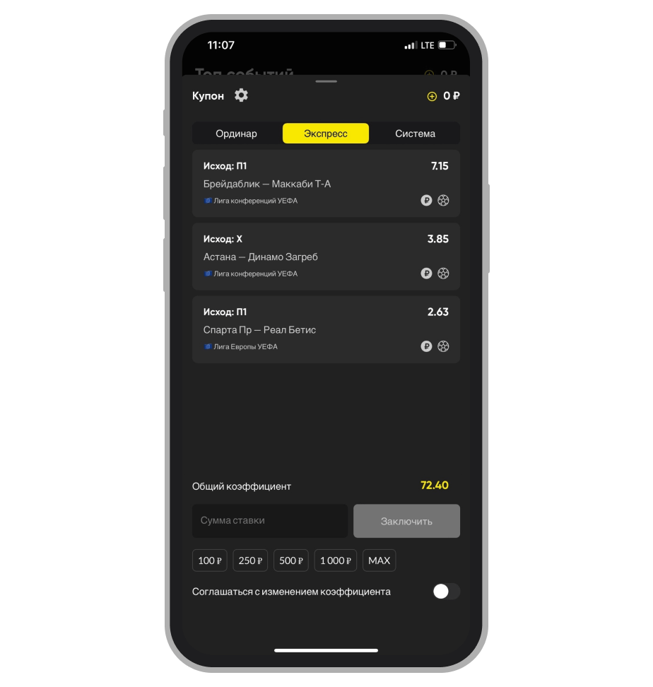 Настройки ставки