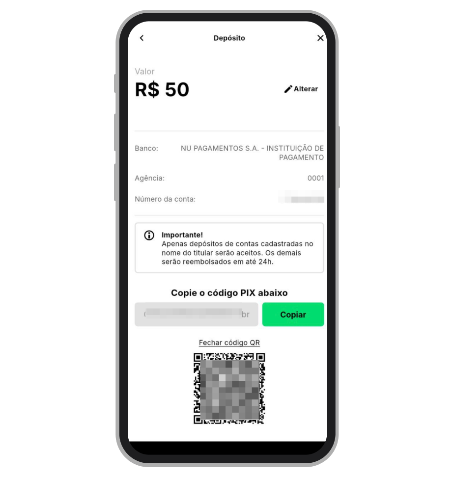 Pode fazer pagamento usando qualquer app bancário