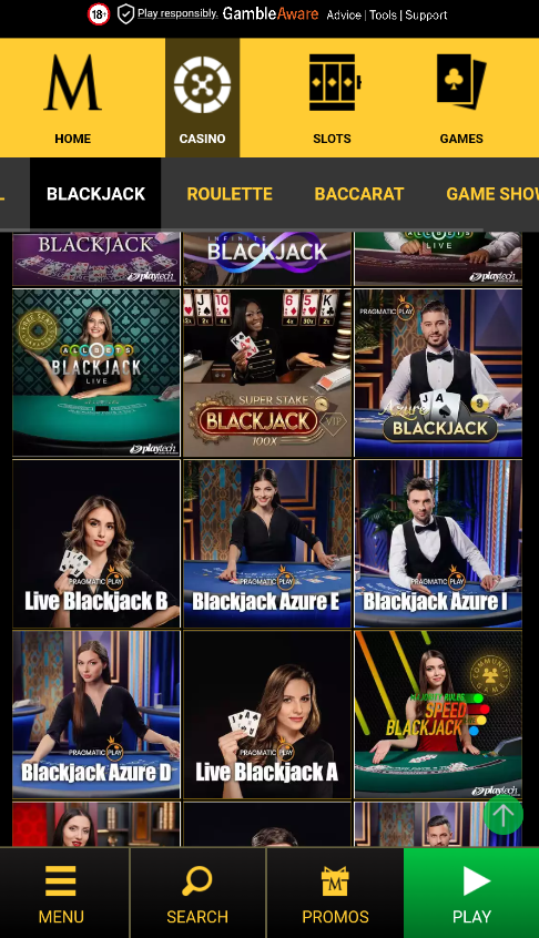 Blackjack in Mega Casino