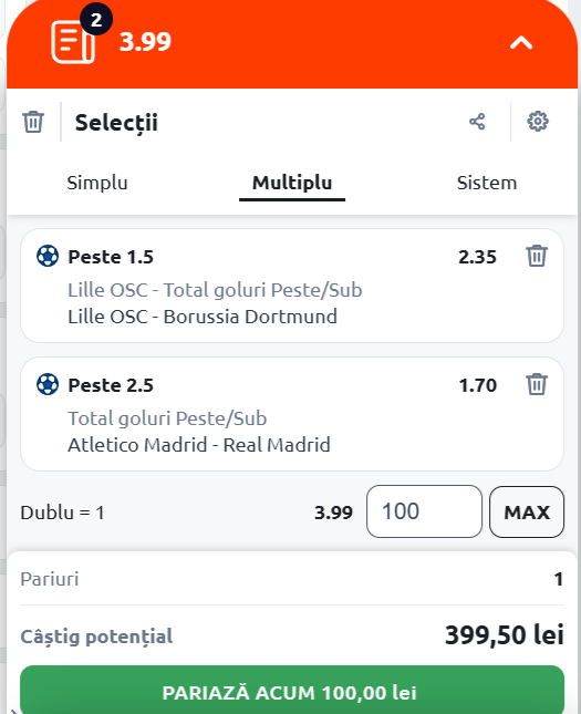 A screenshot of a sports betting app

Description automatically generated