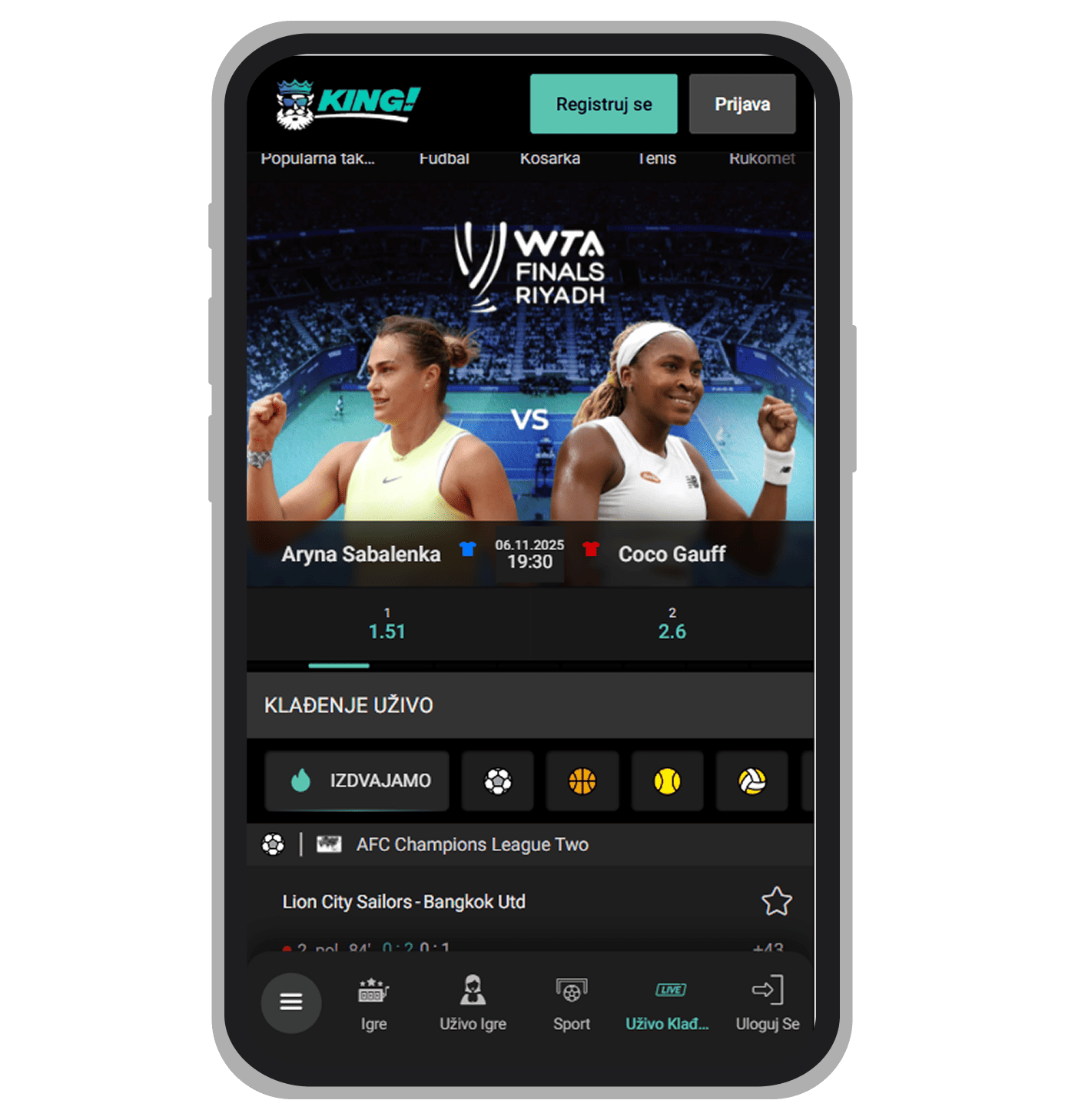 Stranica uživo kladionice King