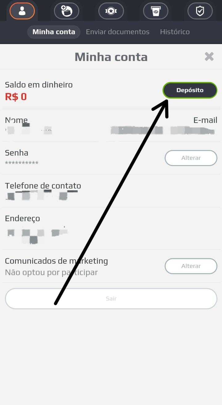 Acesse a seção de “Depositos”