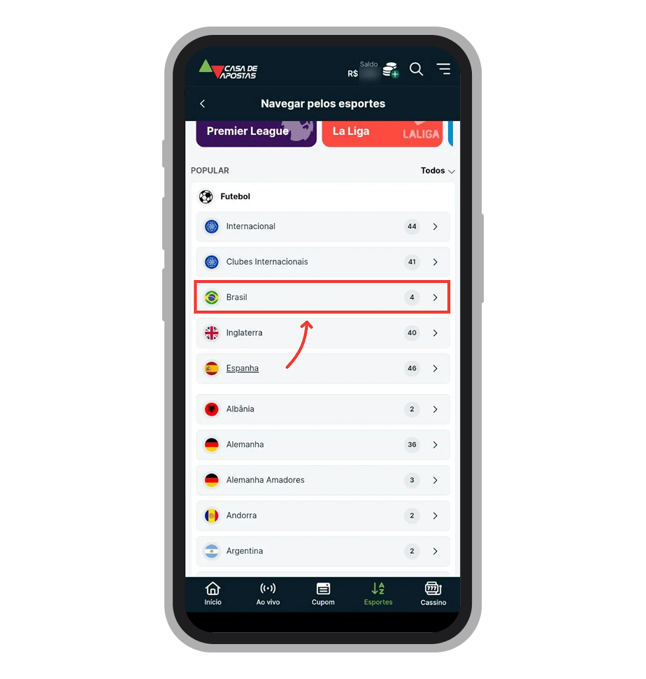 Escolha um dos países 