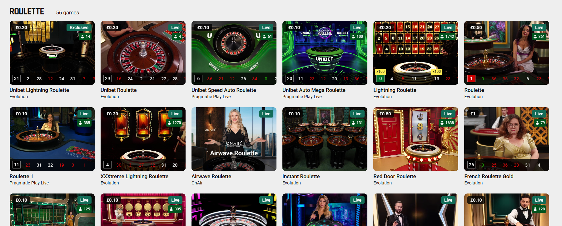Unibet Live Roulette