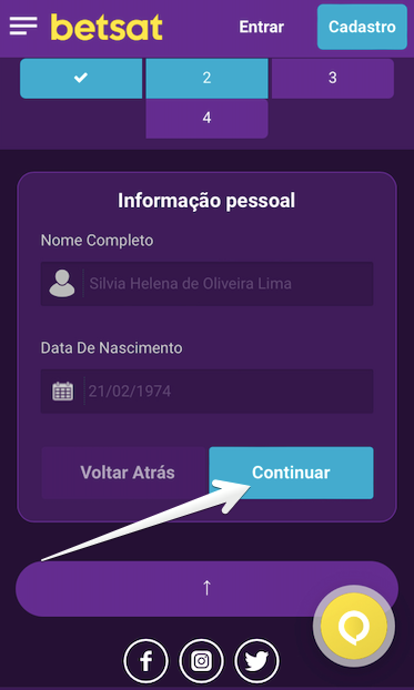 Adicione informação pessoal