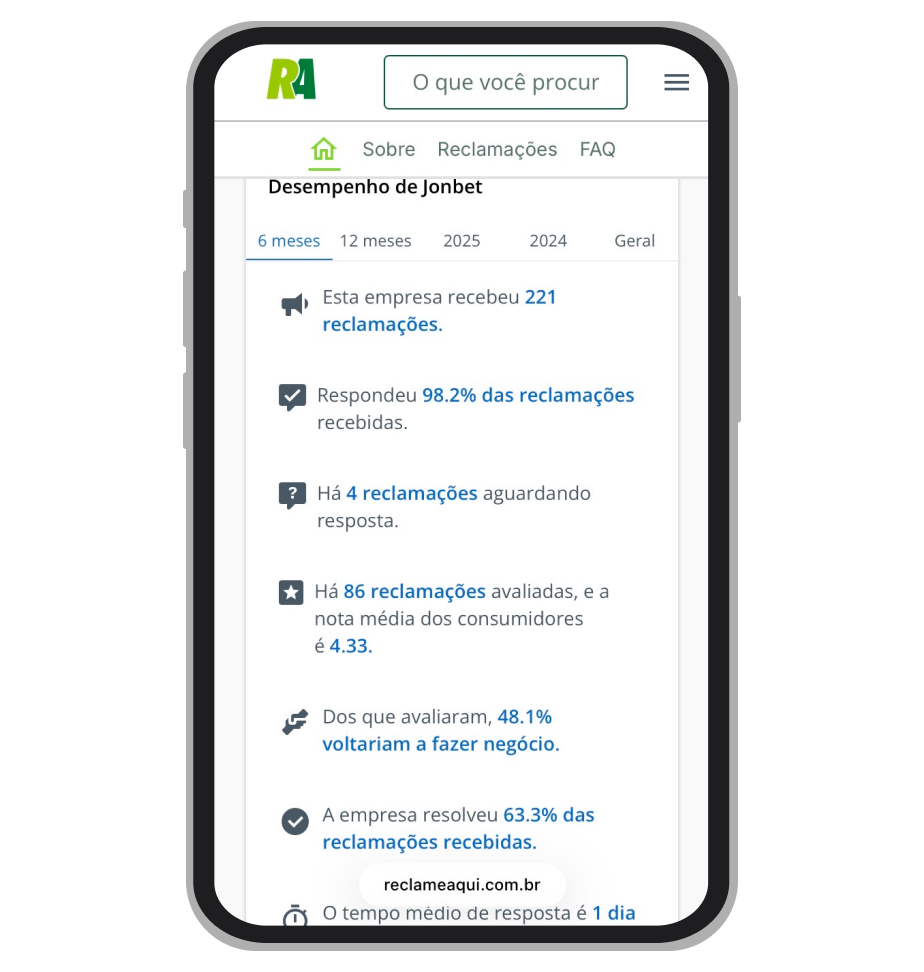 Cassino Jonbet no Reclame Aqui