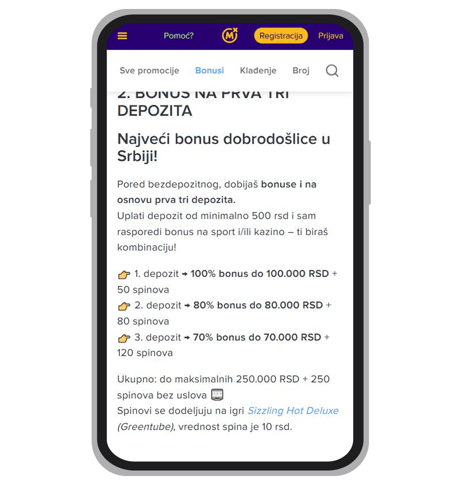 Uslovi korišćenja za bonus dobrodošlice na MozzartBet