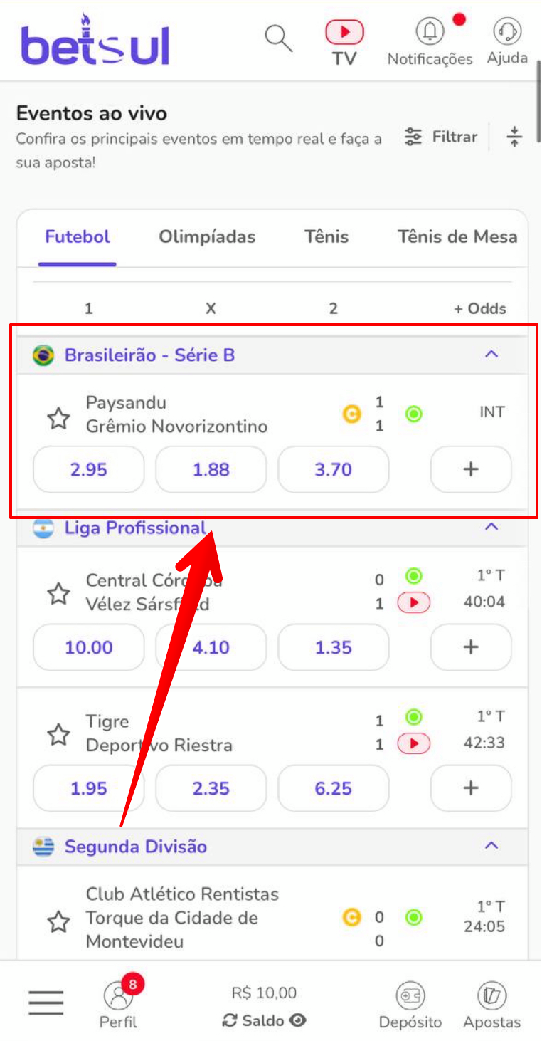 Escolhe um esporte Betsul em que quer apostar