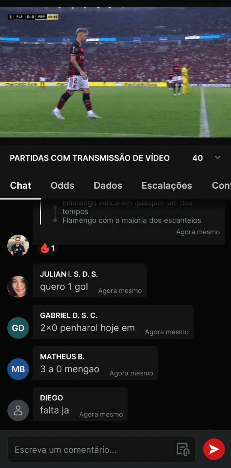 Chat no evento ao vivo