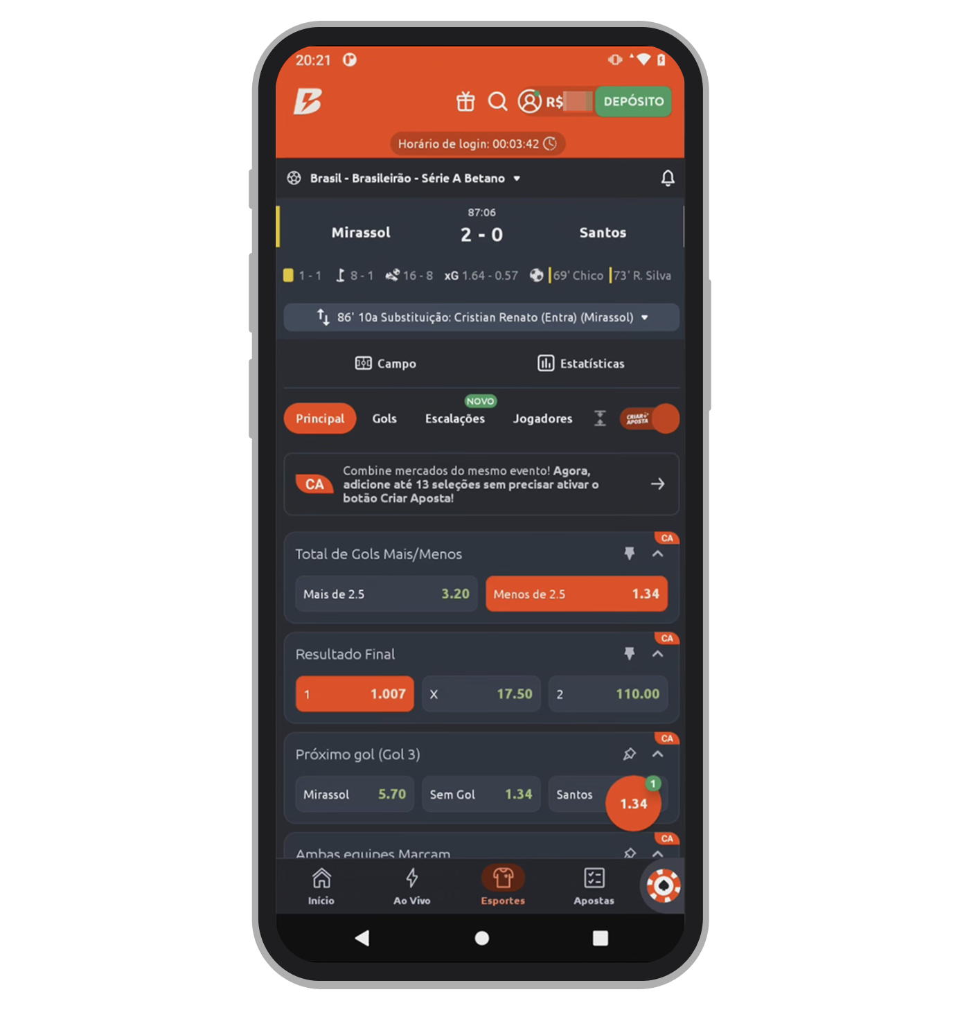 Criador de aposta disponível no celular 