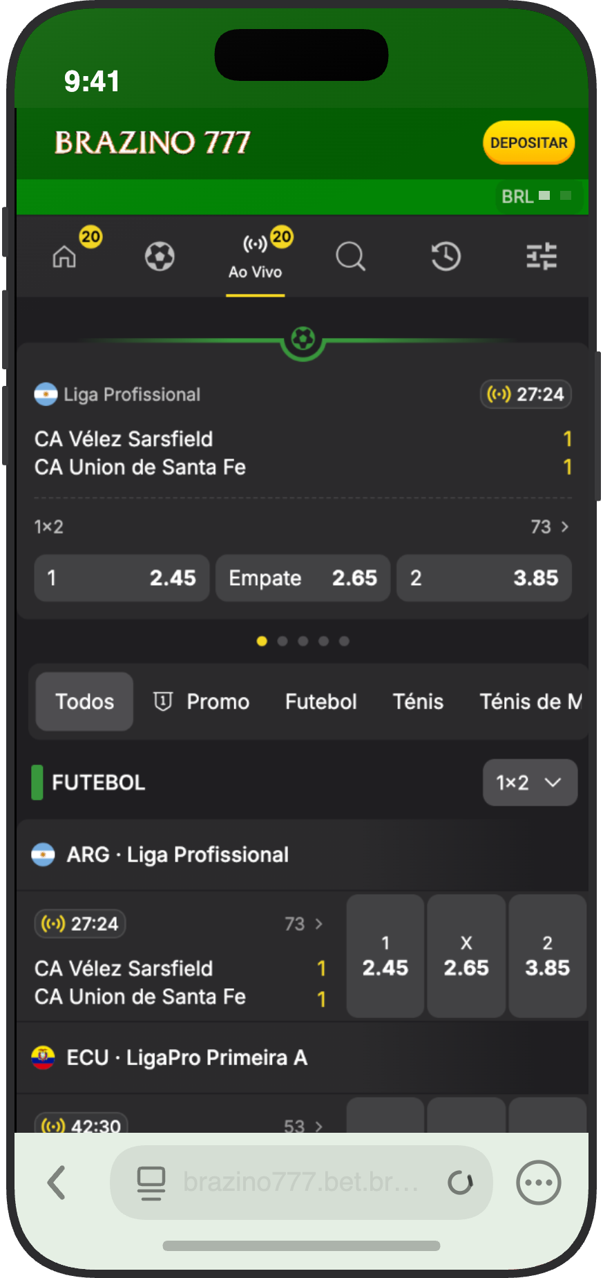 Apostas ao vivo na Brazino777