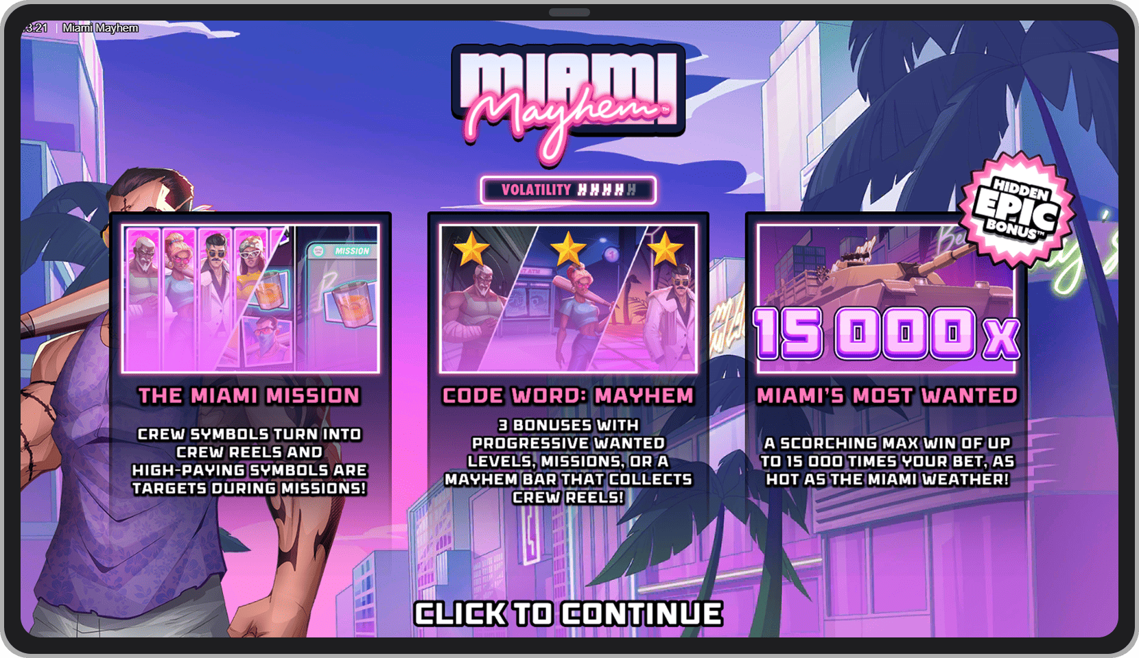 Intro screen