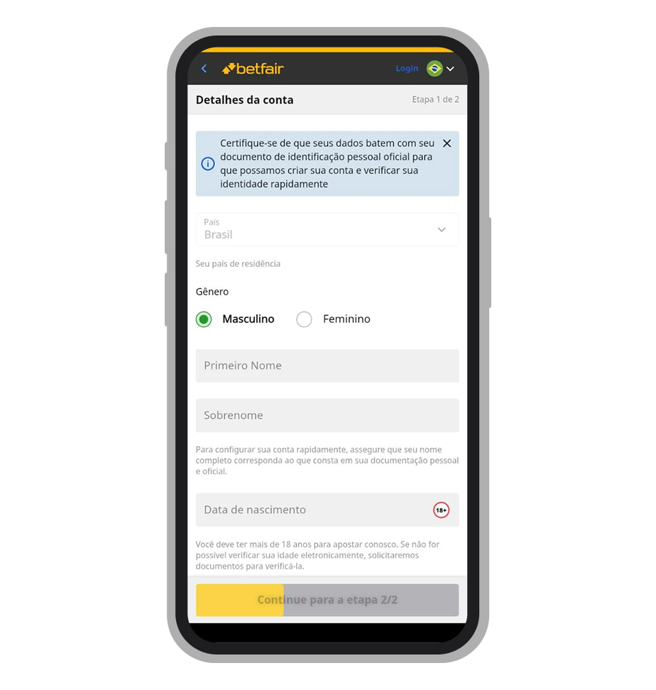 Preencha o formulário de cadastro
