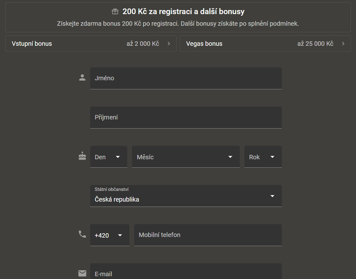 Registrační formulář