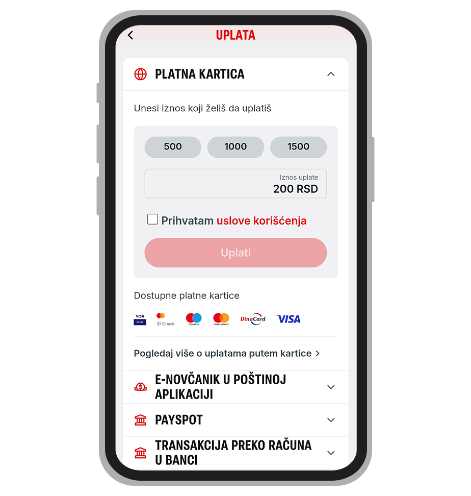 Opcija za uplatu