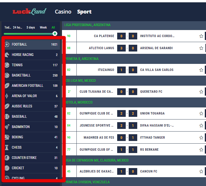 Choose your preferred sport for betting