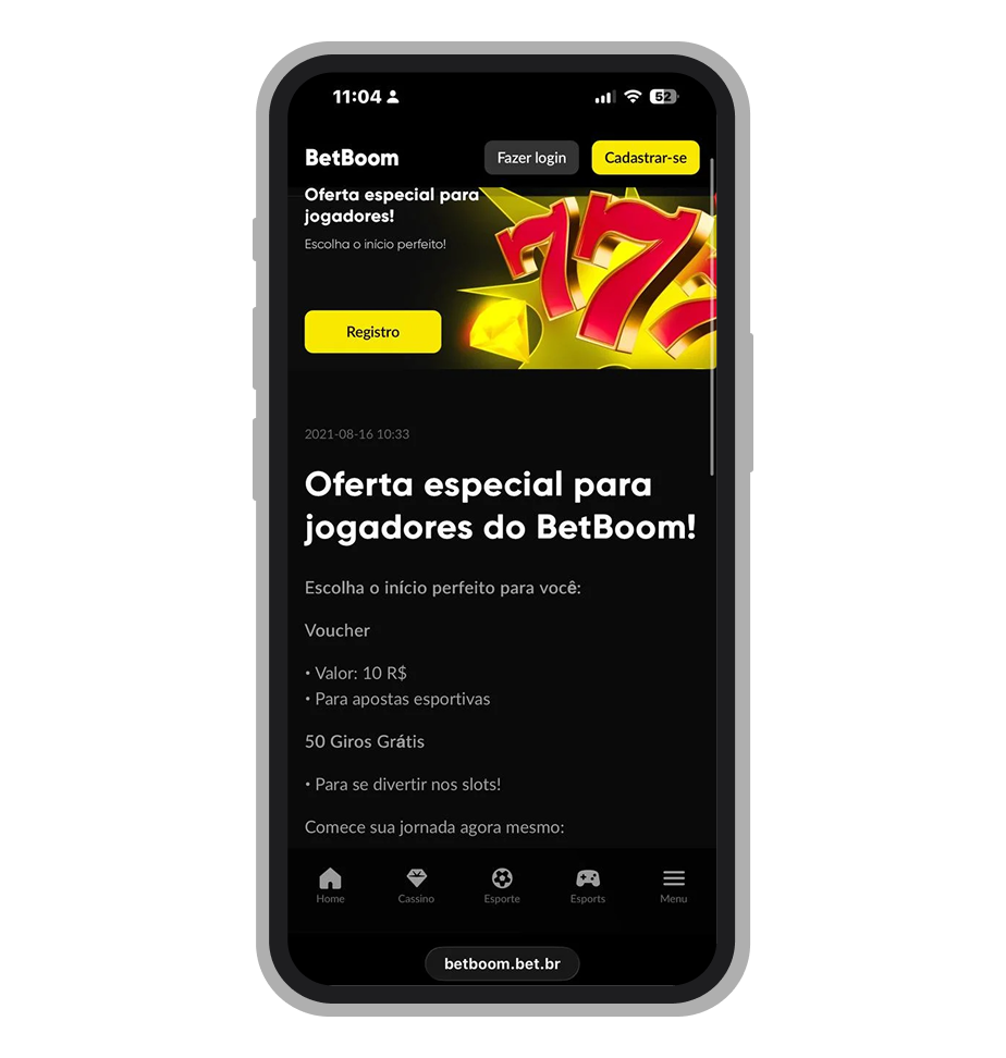 Após cadastro e primeria aposta na BetBoom você pode receber voucher de R$ 10