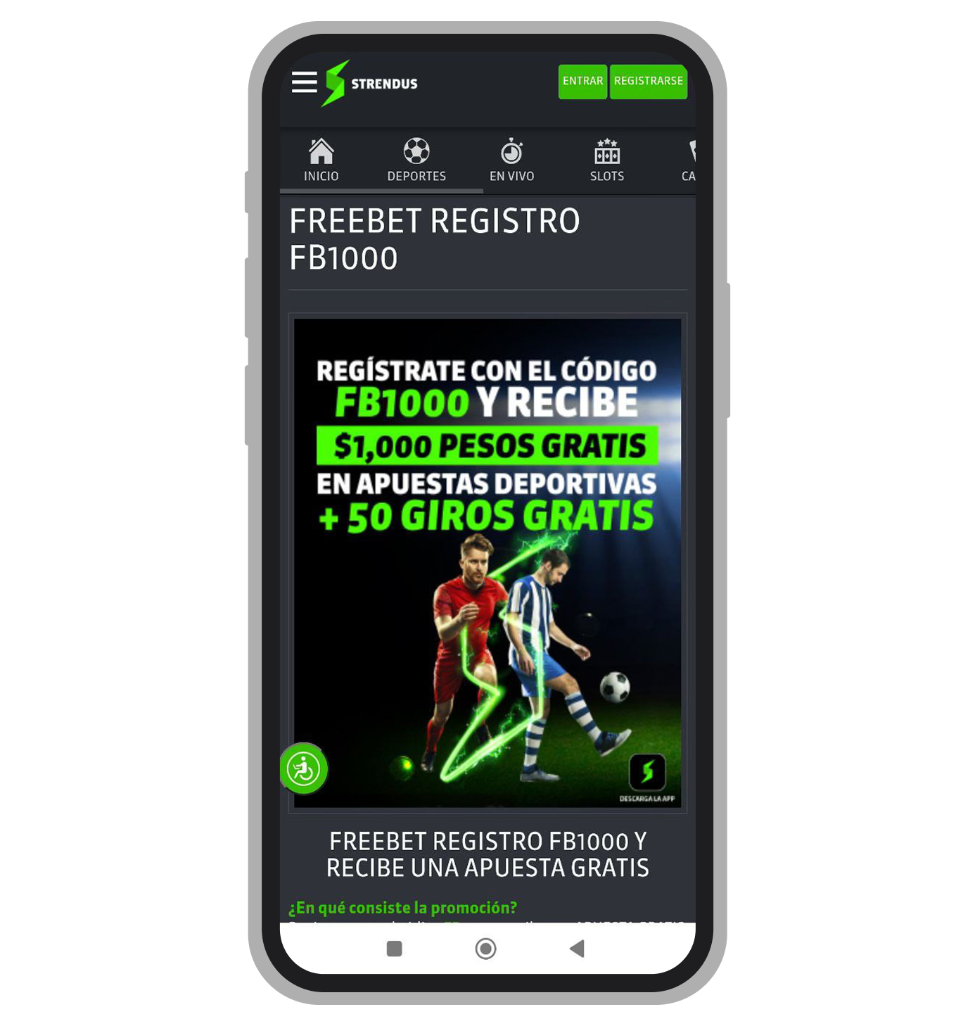 Promoción con código promocional FB1000