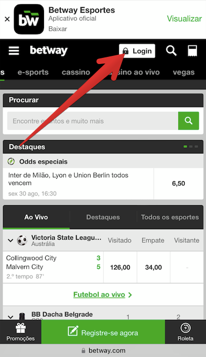 Faça login na sua conta de jogo
