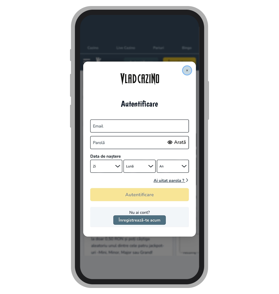 Autentificare la Vlad Cazino