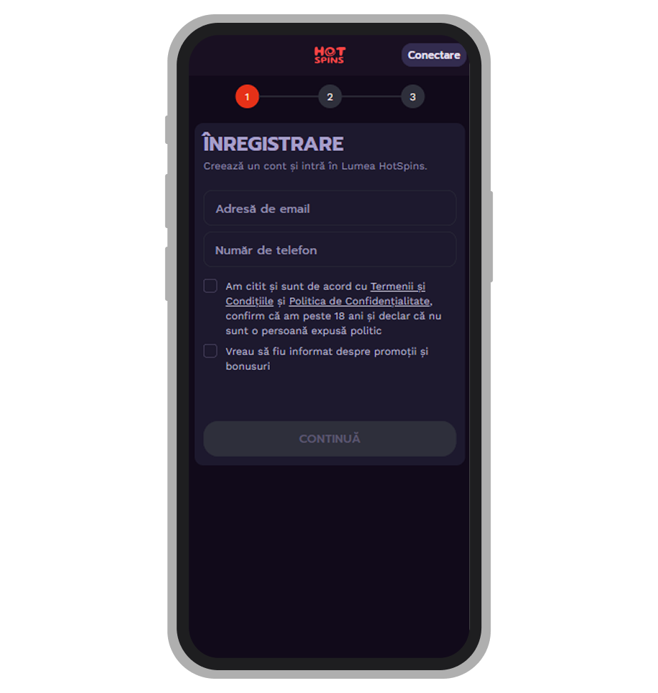 Înregistrare la Hot Spins