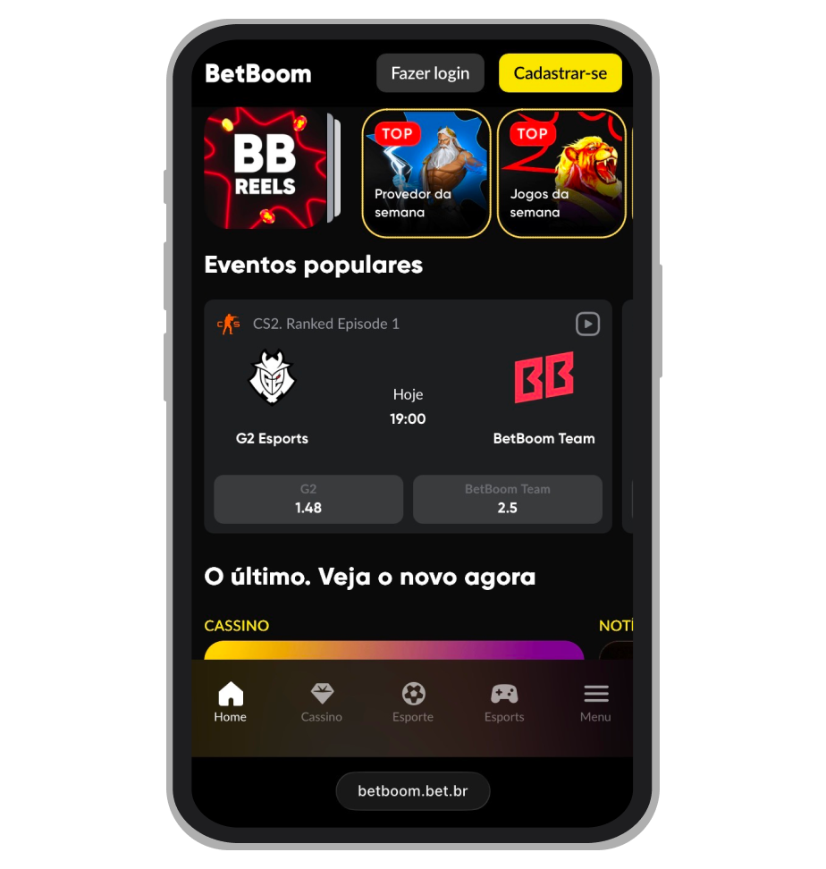 Página de entrada do site BetBoom