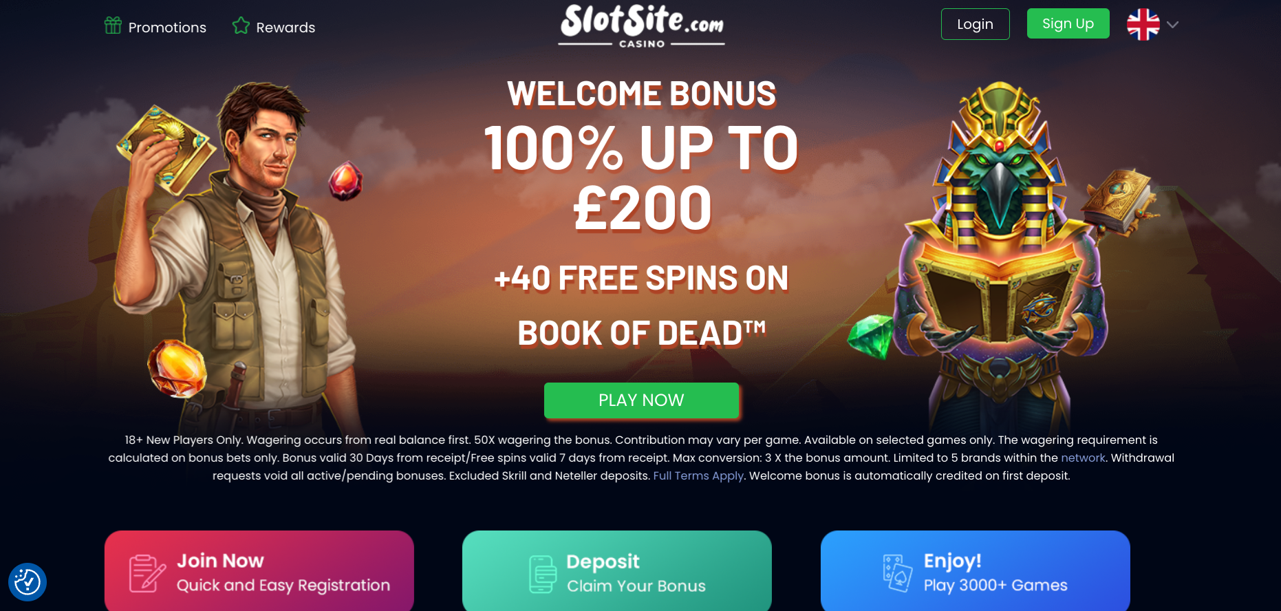 The welcome bonus at Slot Site Casino