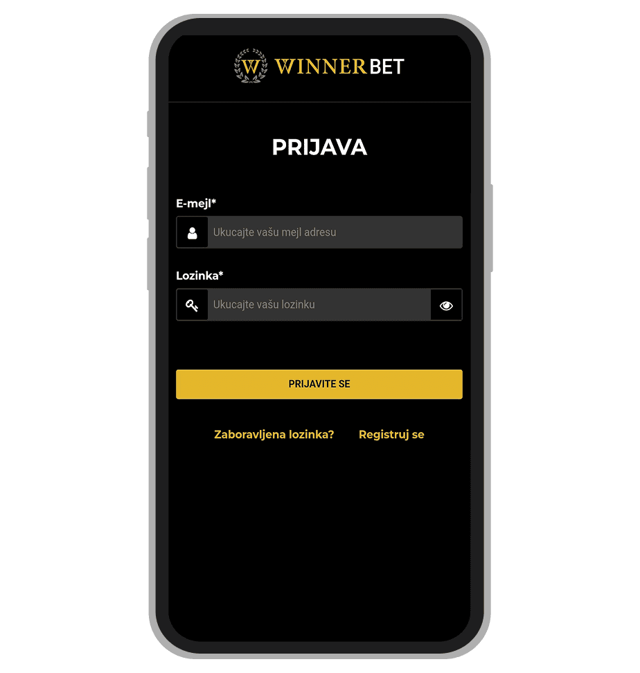 Stranica za prijavu WinnerBet