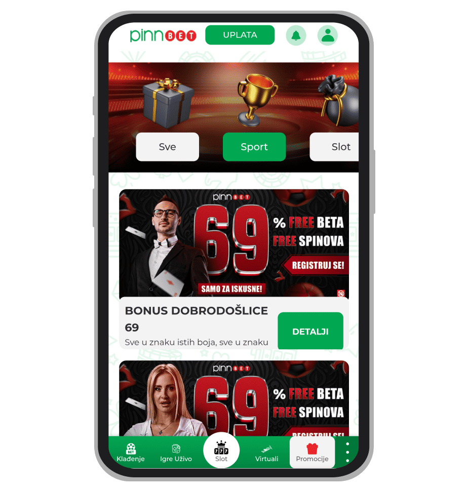 Stranica sa promocijama na PinnBet