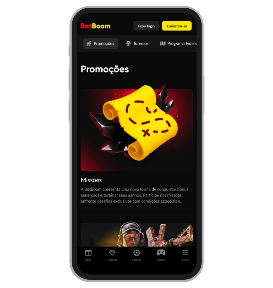 Promoções no app da BetBoom