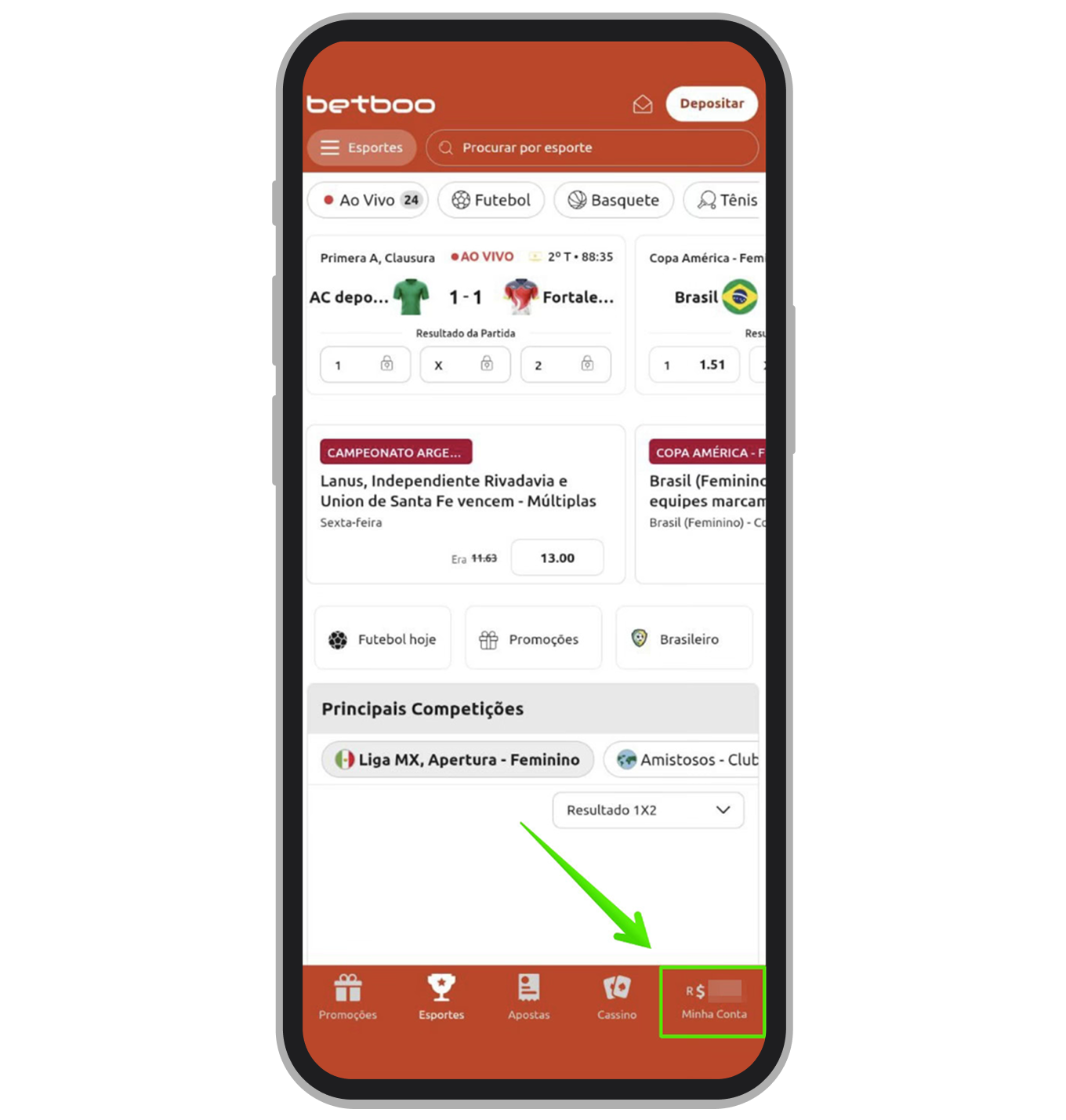 Acesse menu Minha conta