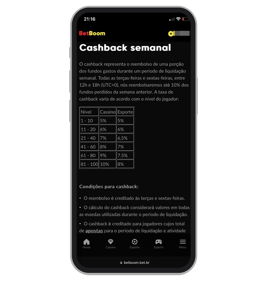Cashback semanal