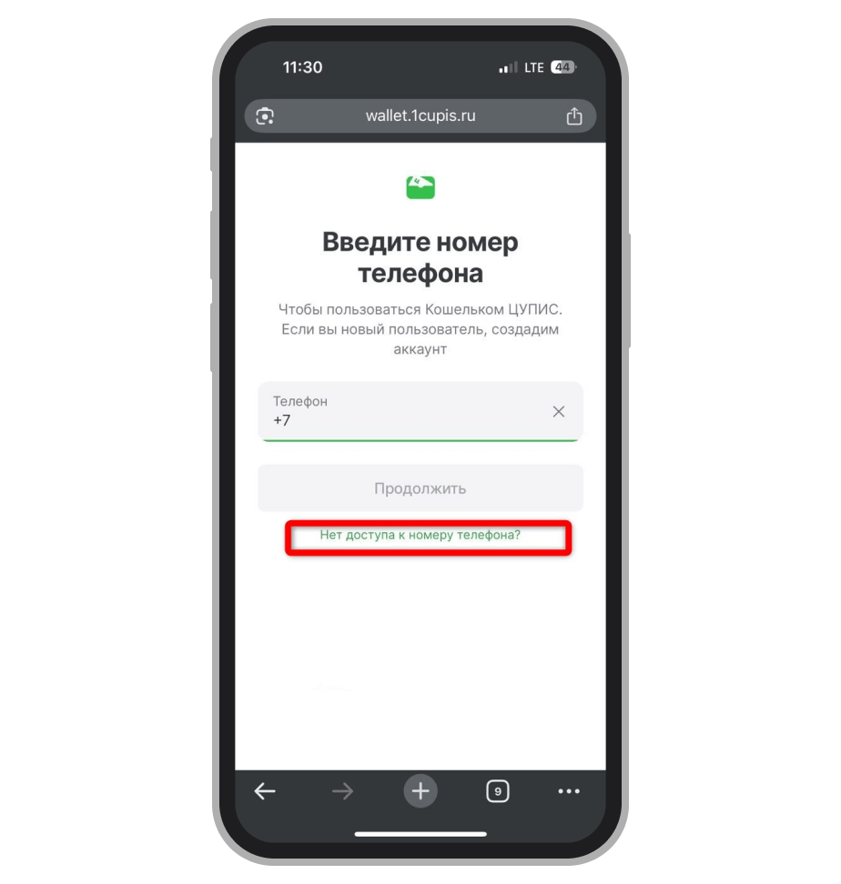 Форма для входа в приложении ЦУПИС