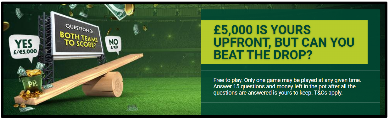 Paddy Power's beat the drop game requires you to answer 15 questions.