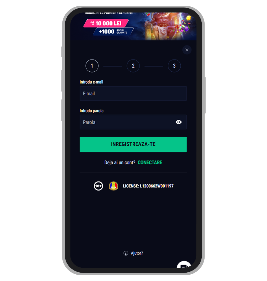 introducerea e-mail-ului și alegerea unei parole
