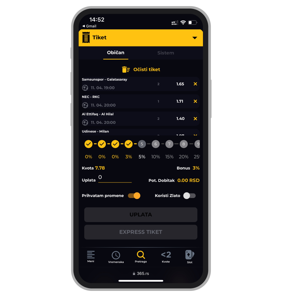 Tiket u 365RS
